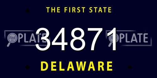 34871 Delaware License Plate