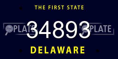 34893 Delaware License Plate