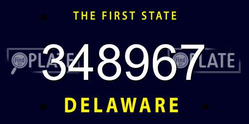 348967 Delaware License Plate