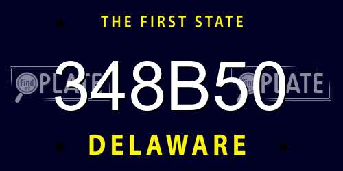 348B50 Delaware License Plate