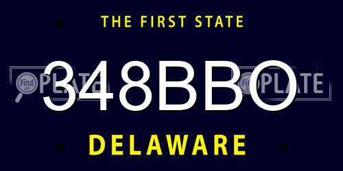 348BBO Delaware License Plate