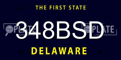348BSD Delaware License Plate