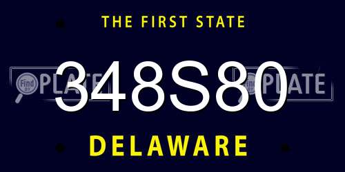 348S80 Delaware License Plate