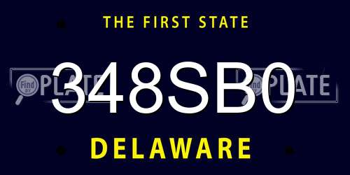348SB0 Delaware License Plate