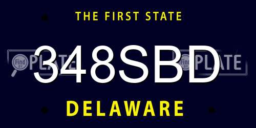 348SBD Delaware License Plate