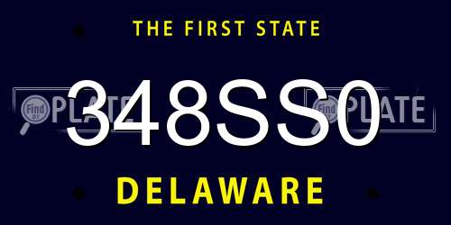 348SS0 Delaware License Plate
