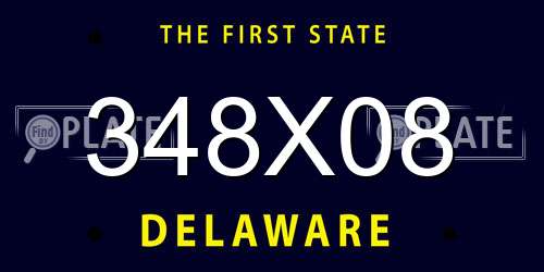 348X08 Delaware License Plate