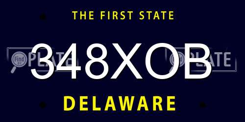 348XOB Delaware License Plate