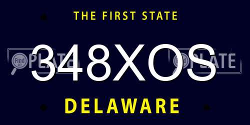 348XOS Delaware License Plate