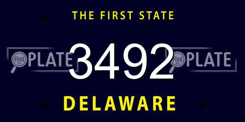 3492 Delaware License Plate