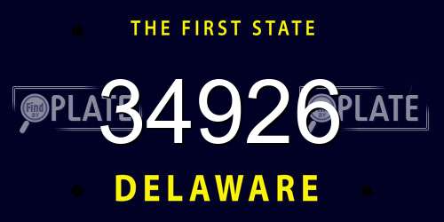 34926 Delaware License Plate