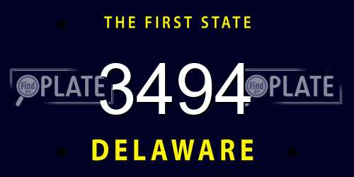 3494 Delaware License Plate