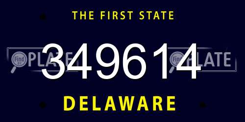 349614 Delaware License Plate