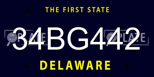 34BG442 Delaware License Plate