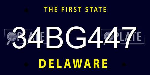 34BG447 Delaware License Plate