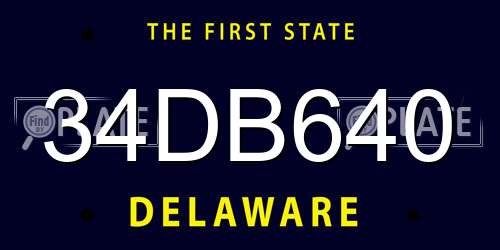 34DB640 Delaware License Plate