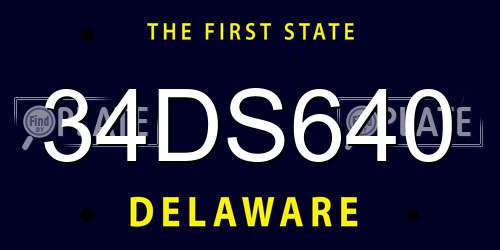 34DS640 Delaware License Plate