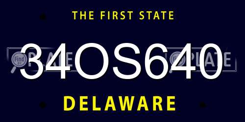 34OS640 Delaware License Plate