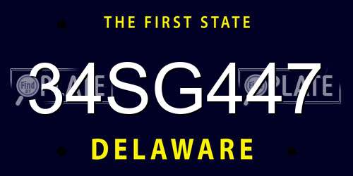 34SG447 Delaware License Plate