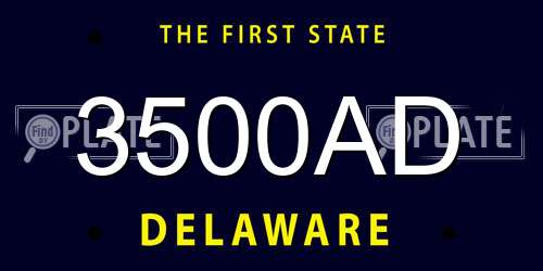 3500AD Delaware License Plate