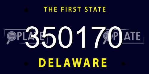 350170 Delaware License Plate