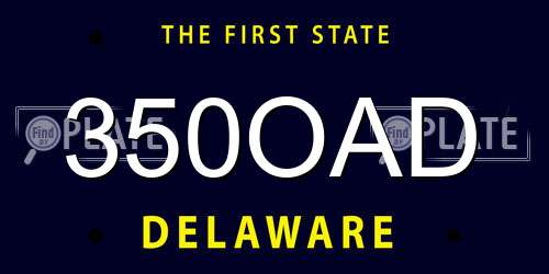 350OAD Delaware License Plate