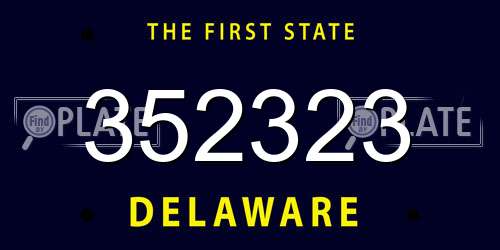 352323 Delaware License Plate
