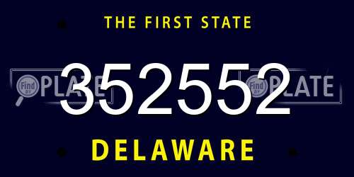 352552 Delaware License Plate