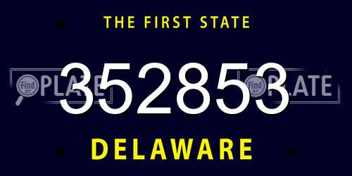 352853 Delaware License Plate