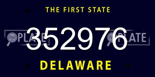 352976 Delaware License Plate