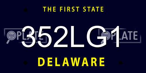 352LG1 Delaware License Plate