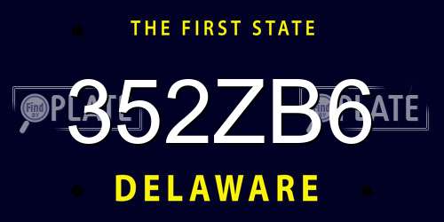 352ZB6 Delaware License Plate