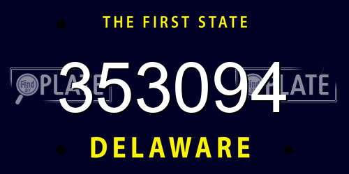 353094 Delaware License Plate