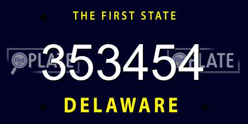 353454 Delaware License Plate