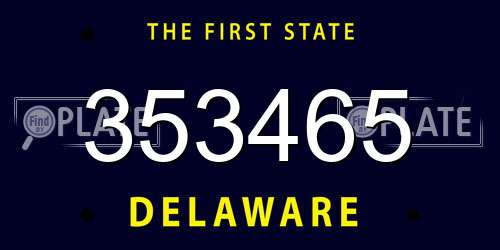 353465 Delaware License Plate