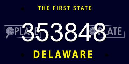353848 Delaware License Plate