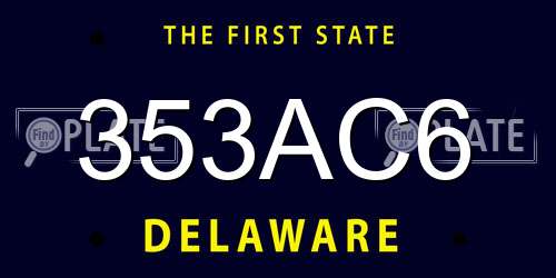 353AC6 Delaware License Plate