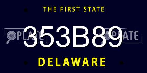 353B89 Delaware License Plate
