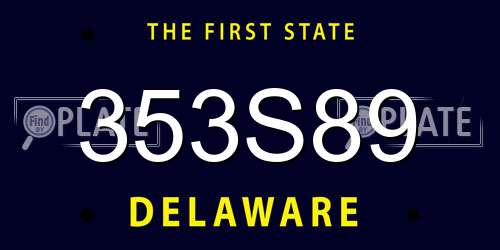 353S89 Delaware License Plate