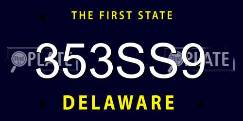 353SS9 Delaware License Plate