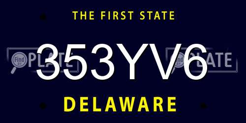 353YV6 Delaware License Plate