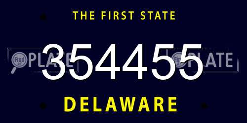 354455 Delaware License Plate