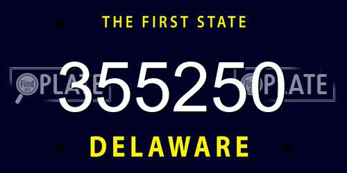 355250 Delaware License Plate