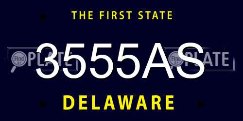 3555AS Delaware License Plate