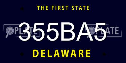 355BA5 Delaware License Plate