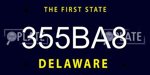 355BA8 Delaware License Plate