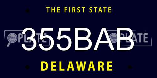 355BAB Delaware License Plate