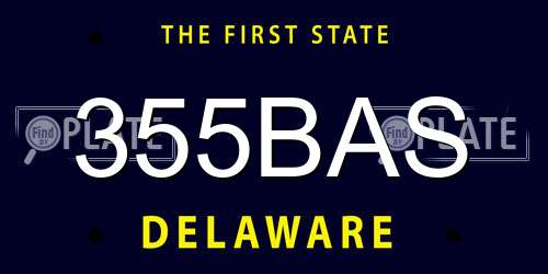 355BAS Delaware License Plate
