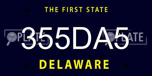 355DA5 Delaware License Plate