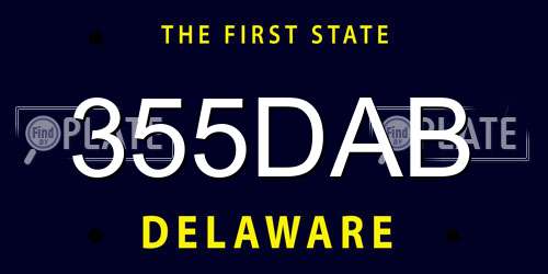 355DAB Delaware License Plate